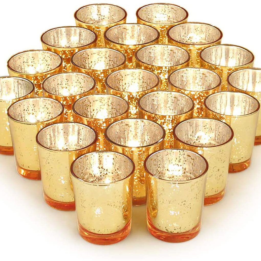 Tea Light Candle Holders Set of 6 Vintage Mercury Glass Candle Holder Ideal for Bridal Weddings Parties Special Events Spa Aromatherapy or Home Decor