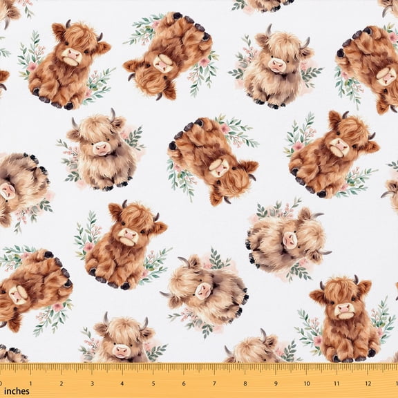 Manfei Animal Fabric by the Yard 1 Yard, Wildlife Home Decor Fabric by the Yard, Brown