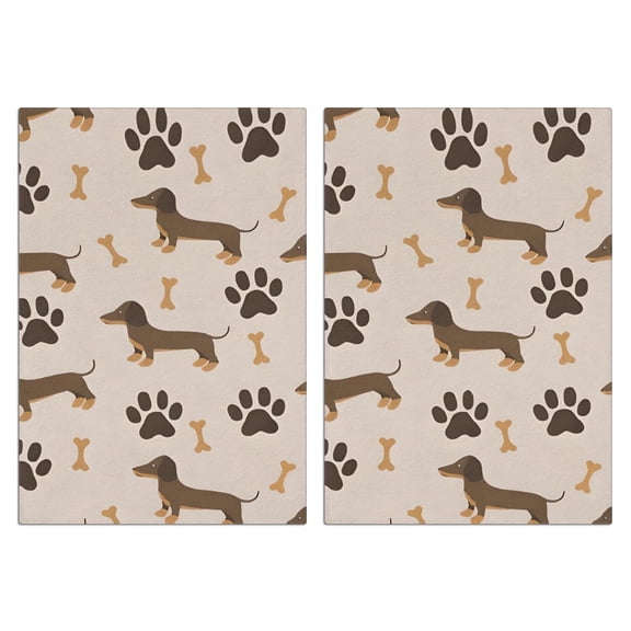 2 Pcs Funny Kitchen Towels,Dachshund and Paws Microfiber Dish Towels,Kitchen Tea Towels,Kitchen Towel Set (18" X 26")