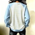 thumbnail image 4 of LUVDA Women's Raglan Stripe Crew Neck Sweatshirt Contrasting Sleeves Relaxed Fit Fall Pullover, 4 of 5