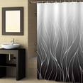 thumbnail image 2 of Fabric Shower Curtain Ombre Black Modern Geometric White Striped Design Shower Curtains with 12 Hooks Waterproof Machine Washable Bath Curtains for Bathroom, 66 x 72in, 2 of 6