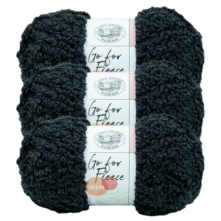 UPC: 0842093130567 | Lion Brand Yarn Go for Fleece Sherpa Slate Super Soft Sherpa Jumbo Polyester Gray Yarn 3 Pack