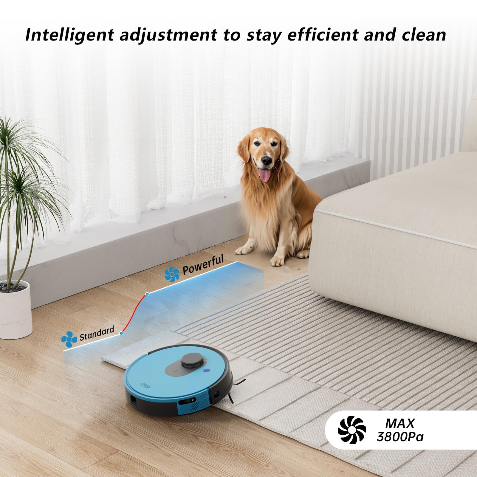 OKP Smart Mapping Robot Vacuum, WiFi/App/Alexa, LIDAR Navigation, Anti Collision and Anti-Fall, Self-Charging, Ideal for Hard Floor, Pet Hair, Carpet