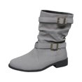 thumbnail image 3 of YOUYEDIAN Boots for Women Low Block Heel Versatile Mid Calf Comfy Fashion Double Buckle Deco Boots Outdoor Casual Round Toe Shoes, 3 of 5
