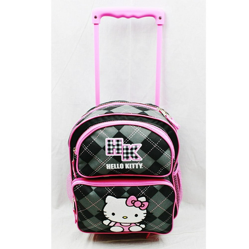 Hello Kitty Small Rolling Backpack Black Checker New School Bag
