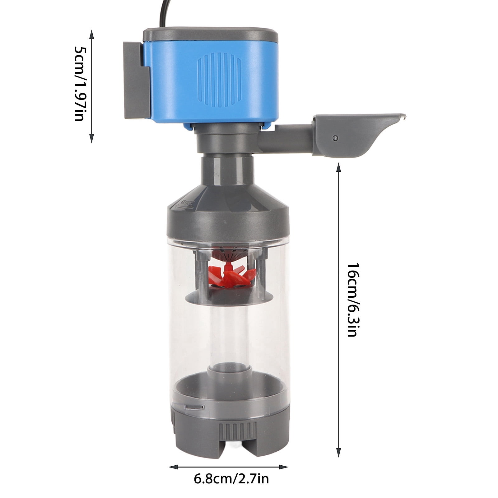 NFTIGB 5-in-1 Aquarium Filter Pump, Quiet Submersible Fish Tank Manure Collection System with 2 Filter Sponges, 15W 110V (7.48 inches / 19 cm)