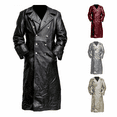 thumbnail image 2 of Abrigo largo de cuero de gran tamaño para hombre, abrigo cruzado, estilo militar alemán, abrigo medieval para oficial, invierno, 2 of 5