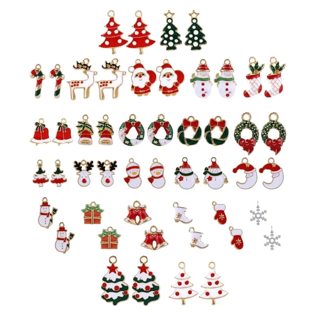 50x Colgante de Navideños Esmaltados Tema Navideño Decorativo Elk Santa Sunnimix Colgante Charms