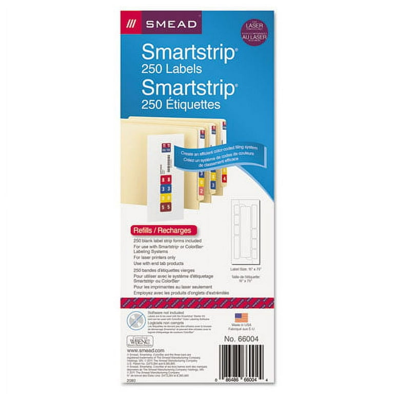 Color-Coded Smartstrip Refill Label Forms, Laser Printer, Assorted, 1.5 x 7.5, White, 250/Pack Color-Coded Smartstrip Refill Label Forms, Laser Printer, Assorted, 1.5 x 7.5, White, 250/Pack