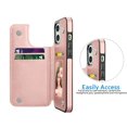 thumbnail image 6 of iPhone 12 Pro / iPhone 12 Wallet Case, iPhone 12 PU Leather Case, Njjex PU Leather Slim Folio Flip Kickstand Shockproof Cards Holder Wallet Case Cover -Rose Gold, 6 of 11