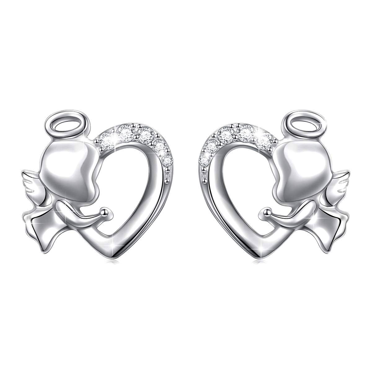 Details about   Mini Tile Drop Heart Huggie Earring 925 Solid Sterling Silver Cubic Zirconia