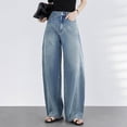thumbnail image 2 of EMMIOL Women Hip Hop Baggy Jeans Wide Leg Mid-Low Waist Jeans Loose Boyfriends Jeans 90s Vintage Denim Pants Barrel Jeans, 2 of 5