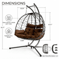 thumbnail image 2 of DTTRA 2-Person Double Hanging Egg Chair with Stand, Oversized Wicker Hammock Swing Loveseat with Plush Cushions and Headrests for Indoor Outdoor Patio Balcony Bedroom, Brown, 2 of 7