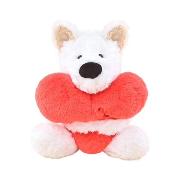 Valentine's Day Plush Toy Stuffed Dog with Heart 2026 Soft Plushie for All Ages Romantic Holiday Gift Cute Animal Doll Anniversary Gift