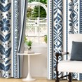 thumbnail image 4 of Lfeey Navy Blue Floral Geometric Blackout Curtains 96 inch Long for Bedroom, Boho, Room Darkening Grommet Window Drapes, 2 Panels, 4 of 7