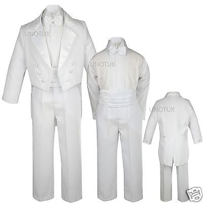 Infant Toddler Boys Wedding Easter Formal Bow tie Tuxedo Suit White size: S - 20
