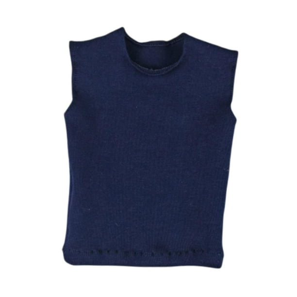 Camiseta sin mangas para hombre, chaleco a escala 1/6, ropa de Mini muñeca de moda de manga corta para figuras de modelos de muñecas de vestir Accs de azul