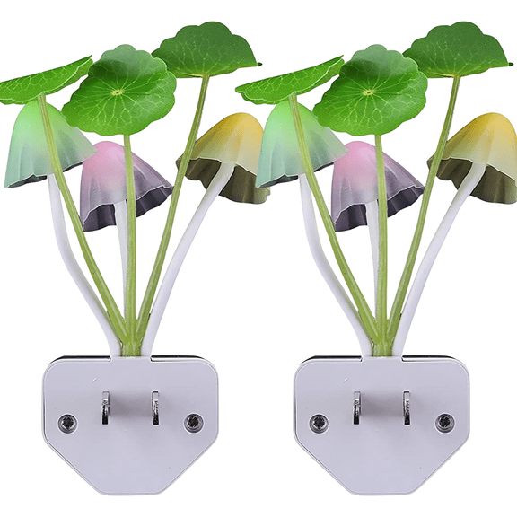 Sensor LED Mushroom Night Light - 2Pack Color Changing Plug in Wall Mushroom Lamp with Dusk to Dawn Sensor Auto On/Off Cottage Core Decor Nightlight, Super Power Saving