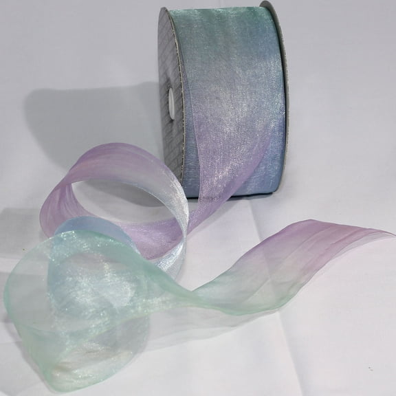 The Ribbon People Blue and Lavender Rainbow Organdy Ribbon 2" x 55 Yards