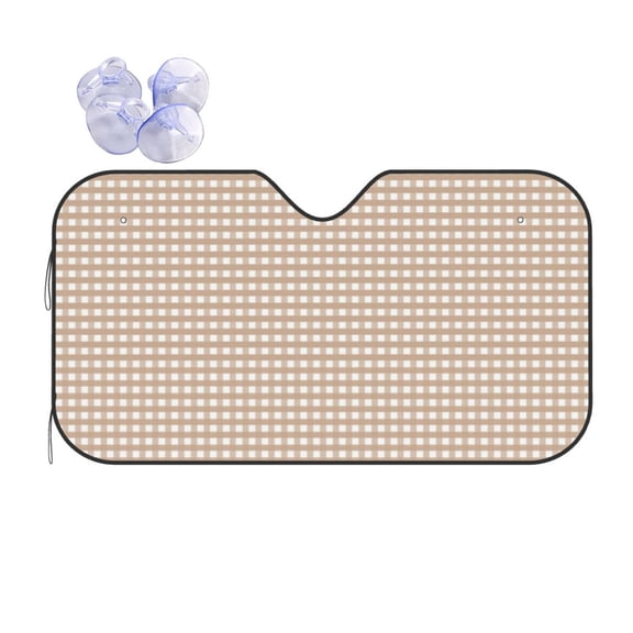 Kdxio Brown Gingham Print Front Windshield Sun Shade,Folding Auto Sunshade for Car Truck SUV-Small