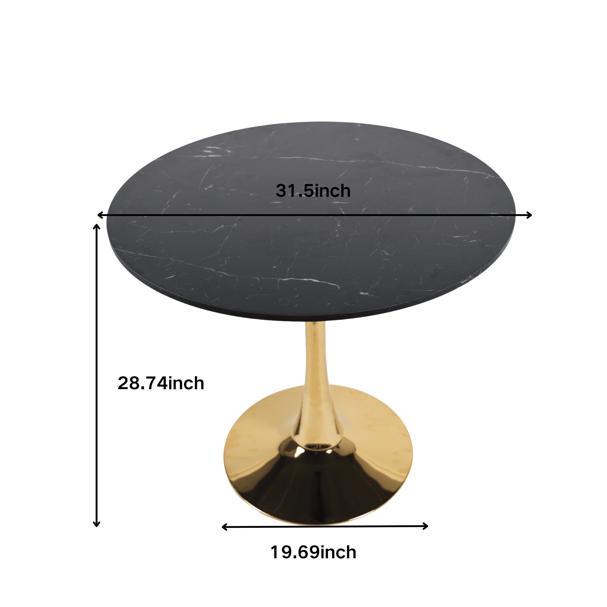 Euroco 31.5" Round Dinning Table for 4,Modern Kitchen Table with Metal Pedestal Base & Tulip Design for Dining, Tea & Lounge,Sturdy Base,Black