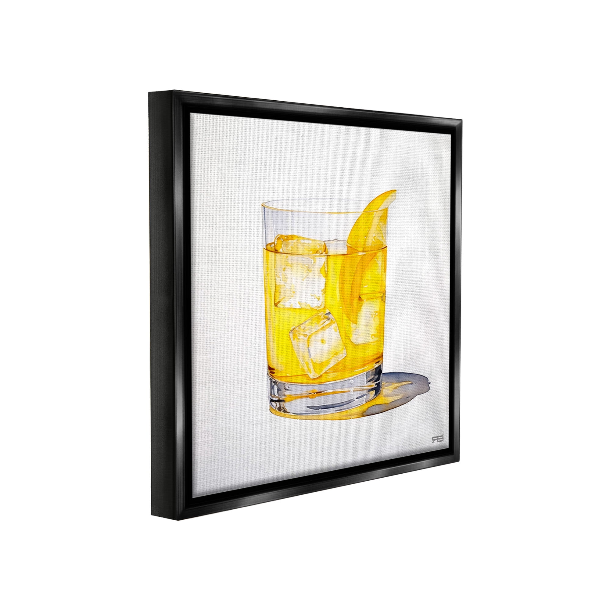 Stupell Industries Liquor with Citrus Peel Food & Beverage Painting Black Floater Framed Canvas Art Print Wall Art, 18 x 18