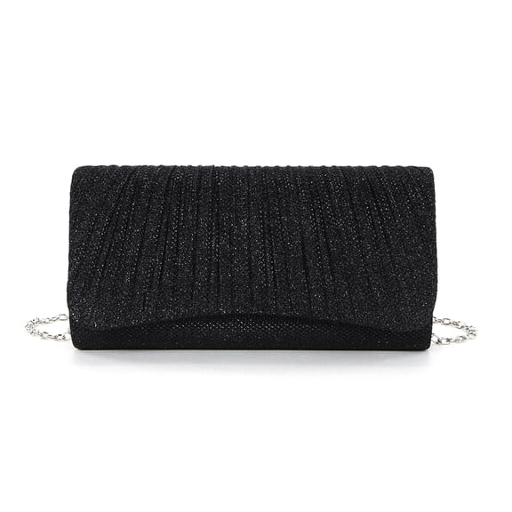 Moontgen Women Chain Tote Handbag Envelope Clutch Shoulder Bag Evening Clutch (Black)