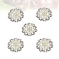 thumbnail image 4 of Paquete de 10 botones de flores de perlas de imitación de diamantes de imitación, broches de botón de cristal plateado a la moda para hacer joyas, ropa, manualidades DIY, 4 of 5