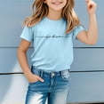 thumbnail image 2 of NINGMENG Hauts et T-Shirts pour Filles, Été, Imprimé Lettre, Col Rond, Manches Courtes, Ample, Décontracté, Bleu, 8-9 Ans, 2 of 4