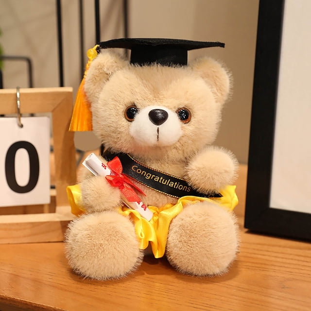 Fiudx Muñeco de Oso de Graduación, Relleno de Algodón Suave, Diseño Que No Suelta Pelo, Adorno para Birrete de Graduación, Regalo Perfecto para Graduados y Familiares, Recuerdo Memorable, Tamaño 18 C