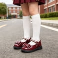 thumbnail image 2 of JAJAHO Girls Mary Jane Flats Dress Shoes Bow Pearl Pu Leather Hook And Loop Kids School Uniform Shoes Wedding Party Footwear 2-13Y, 2 of 6