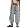 thumbnail image 4 of Lovzfmll Wide Leg Joggers for Women, High Waist Elastic Cuff Pants, Casual Lounge Sweatpants with Pockets Gray, L, 4 of 9