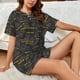 thumbnail image 4 of Fotbe Retro Excavator Conjunto de Pijama Estampado para Mujer, 2 Piezas, Ropa de Dormir con Camiseta de Manga Corta y Shorts Suaves-Small, 4 of 6