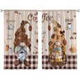 thumbnail image 4 of Dwarfs Coffee Kitchen Curtains 27.5Wx39H Inch Rod Pocket Funny Gnomes Coffee Curtains for Kitchen Vintage Cafe Bar Decor Brown Beige Buffalo Plaid Small Short Window Drapes Fabric 2 Panels, 4 of 5