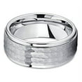 thumbnail image 2 of Hammered Tungsten Ring Silver Tungsten Wedding Band Brushed Gray Tungsten Ring 9mm Tungsten Carbide Ring Men & Women, 2 of 3