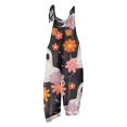 thumbnail image 6 of Womens Halloween Linen Overalls Casual Wide Leg Floral Print Loose Fit Jumpsuits Boho Bib Pants, 6 of 6