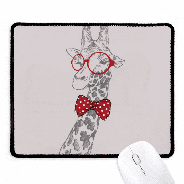 Glasses Giraffe Handsome Mousepad Stitched Edge Mat Rubber Gang Pad
