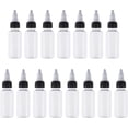 thumbnail image 1 of 15 botellas de plástico de 30 ml con tapa giratoria negra, transparentes, para dispensar líquidos extruidos, redondas, de Boston, con punta fina y cuentagotas, 1 of 6