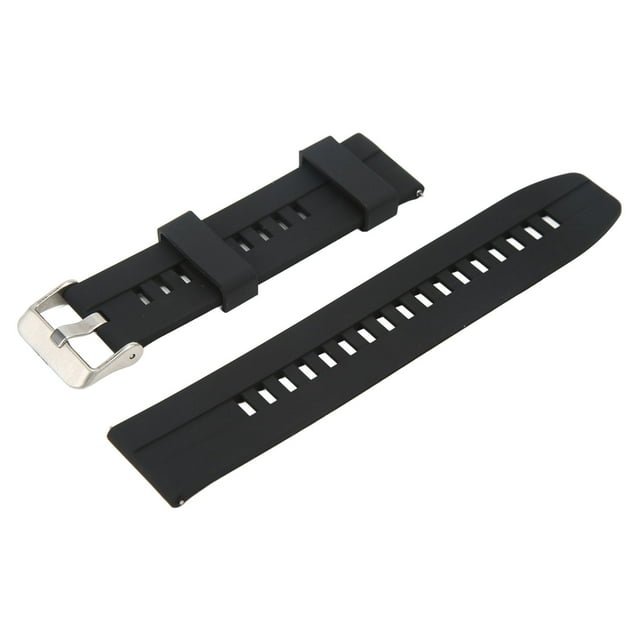 Smartwatch Strap, Silicone Watch Band Replacement Black Skin Friendly Comfortable Snap Clasp For Traveling 20MM