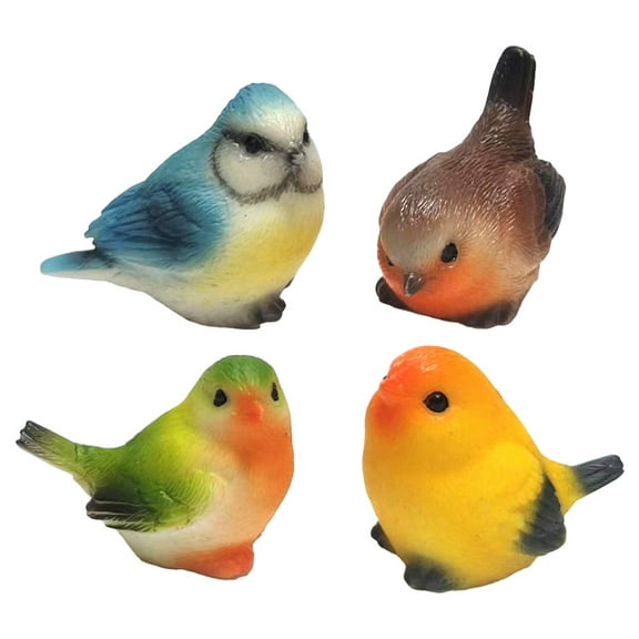 Mutmorningal 4pcs Resin Bird Figurines Indoor Bird Statues Outdoor Bird Decor Miniature Bird Garden Ornaments Realistic Resin Bird Figurines