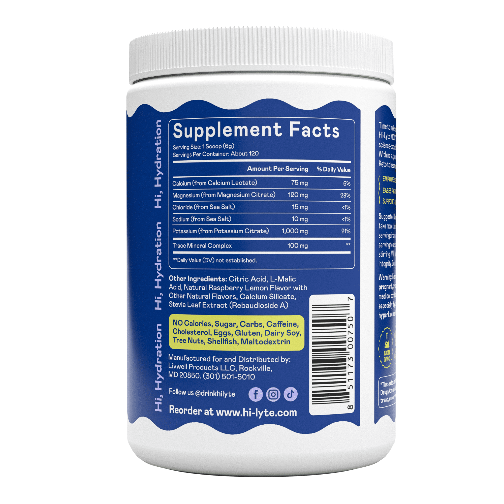 Hi-Lyte Keto & Performance K1000 Electrolytes Powder Mix | Raspberry Lemon | Hydration Supplement Drink Mix | Boost Energy & Beat Leg Cramps | No Maltodextrin or Sugar | 50 Servings