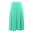 thumbnail image 3 of Yindaity Women's Solid Ombre Lightweight Flare Midi Pull On Closure Skirt S-2XL Plus Size Green,S, 3 of 5