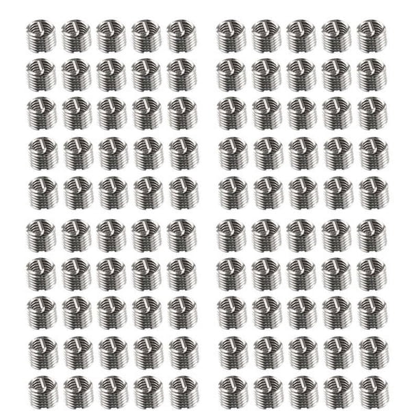 100 Piezas de Hilo de InsercióN de Alambre, Heli Bobina de ReparacióN de Hilo de Acero Inoxidable SS304 Inserto de Hilo de InsercióN de Alambre en Espiral (M40.71.5D)