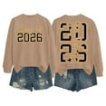 thumbnail image 4 of Chandail pour Femmes Basique Automne avec Imprimé Lettre Col Rond Superposition Confort Shadail Femme Kaki m, 4 of 5