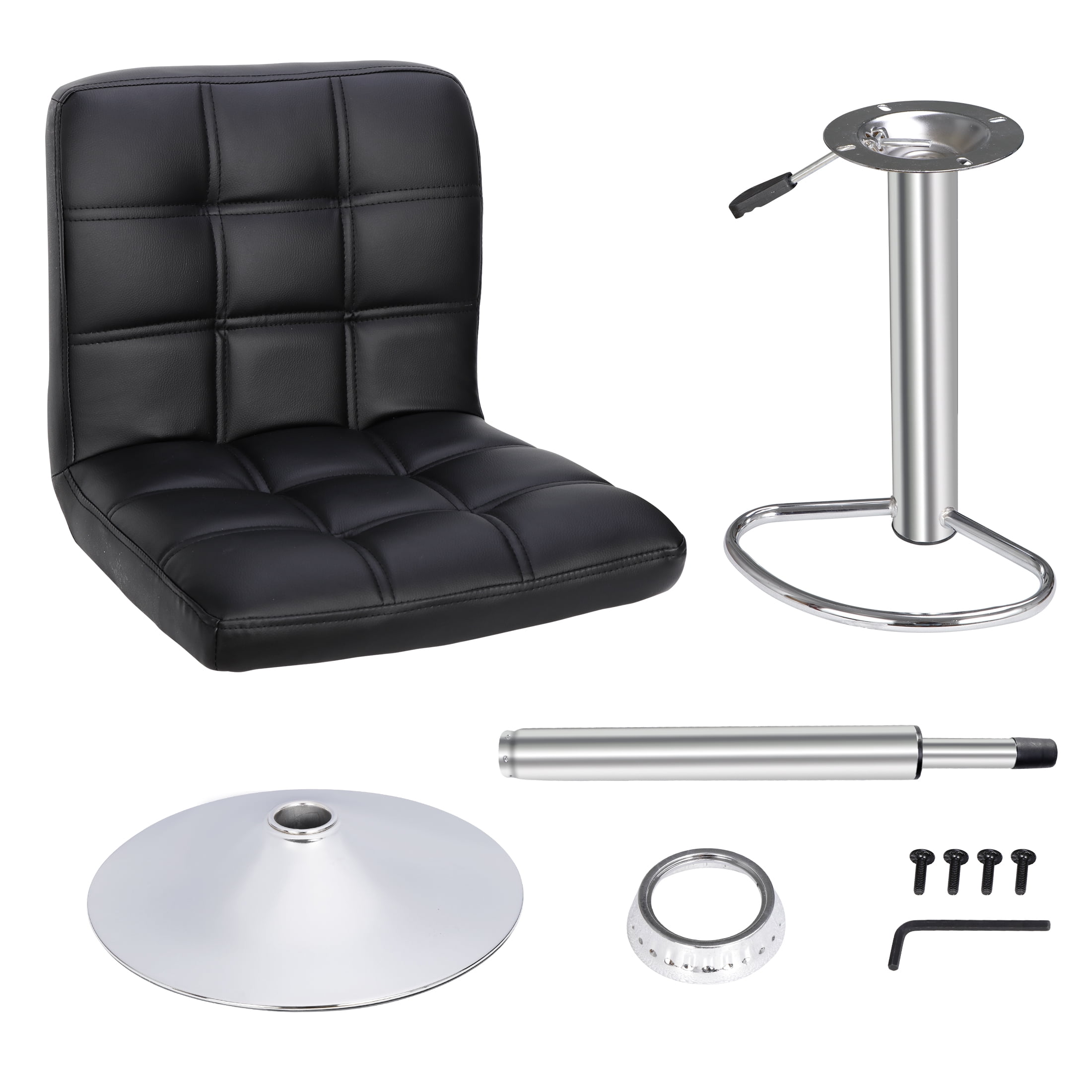 ZENY Set of 4 Bar Stool Soft Cushion Metal Frame 24-32" Swivel Chair, Black