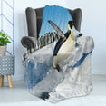 thumbnail image 4 of Penguin Soft Flannel Fleece Throw Blanket, Penguins Pole Wildlife Swimming Flying Dancing Family Group Icebergs Antarctica, Cozy Plush for Indoor and Outdoor Use, 50" x 60", Multicolor, by Ambesonne, 4 of 5