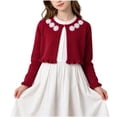 thumbnail image 2 of Mifsaly Girls Long Sleeve Cardigan Sweater Button Down Knit Cardigans Lightweight Cute Strawberry Embroidery Casual Fall Winter Warm School Outerwear, 2 of 9