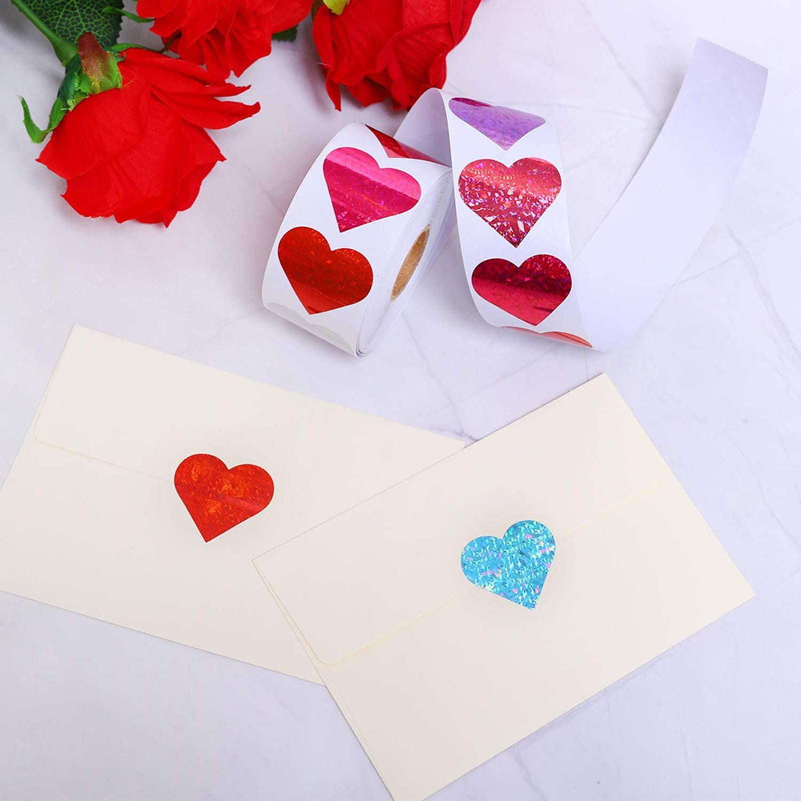 Milageto 3x500Pieces Heart Shaped Stickers Colorful Seal Labels for Wedding Gift Decals 3.8cm 3 Pcs