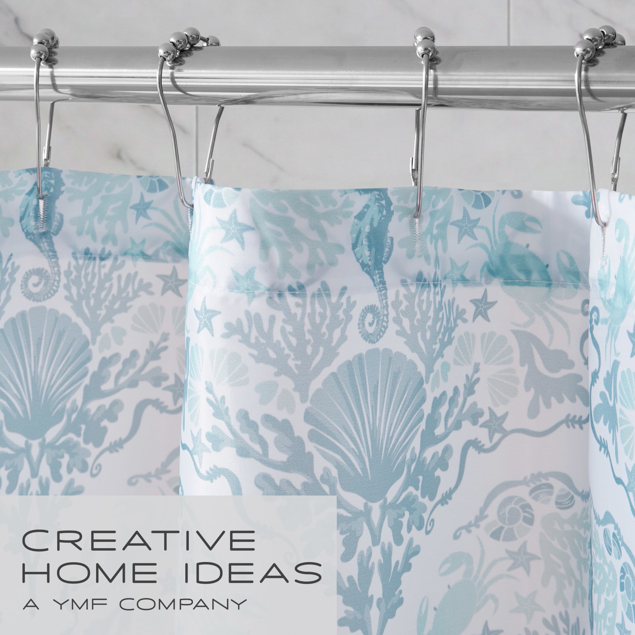 CHI Newport Shower Curtain with Hooks and Rugs Modern Washable 72" W x 72" L 15-Piece Set