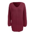 thumbnail image 3 of CAICJ98 for Women Women'sry Oversized Crew Neck Pullover Sweater Mini Dress Red,XXL, 3 of 5